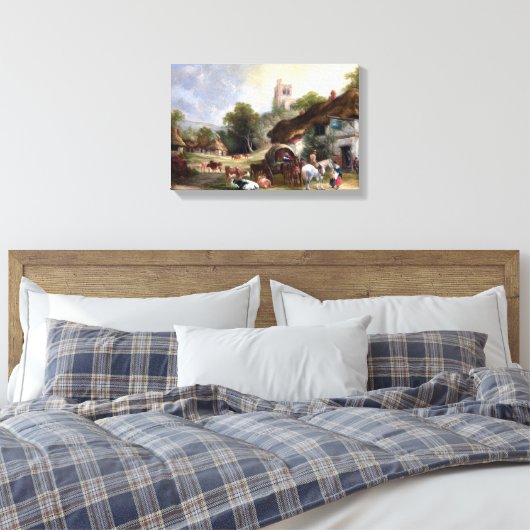 Engels Landelijk Dorp  Schilderij Canvas Afdruk (Insitu (Slaapkamer))