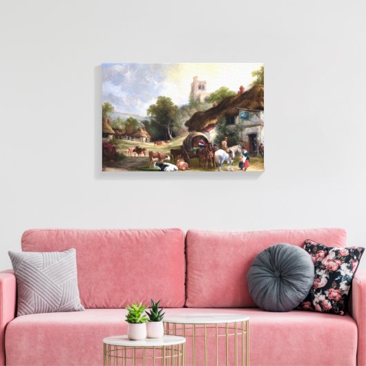 Engels Landelijk Dorp Schilderij Canvas Afdruk (Insitu (Woonkamer))