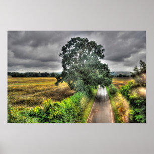Engels Landweglandschap HDR Fotoprint Poster