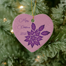 Engels Lavendel en Diep Rood-Paarse Poinsettia Keramisch Ornament