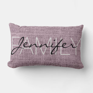 Engels lavender Rustic Burlap Monogram Kussen