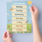 Engels Lente Dagen van de Week Classroom Flyer (Hand)