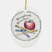 Engels leraar oval keramisch Ornament (Voorkant)