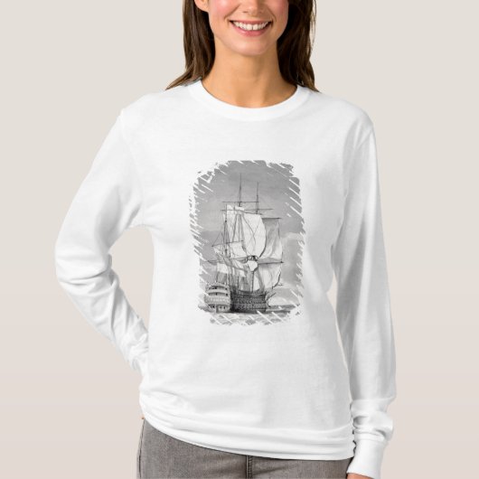 Engels Line-of-Battle Ship, 18e eeuw T-shirt (Voorkant)