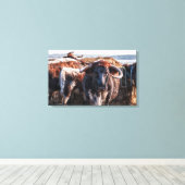Engels Longhorns Canvas Afdruk (Insitu (Houten vloer))