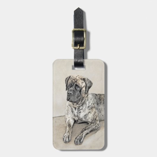 Engels Mastiff (Brindle) schilderen - Dog Art Bagagelabel (Voorkant verticaal)