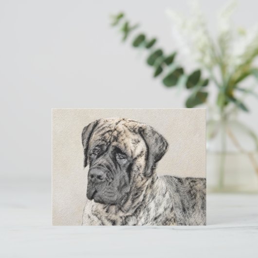 Engels Mastiff (Brindle) schilderen - Dog Art Briefkaart (Staand voorkant)