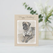 Engels Mastiff (Brindle) schilderen - Dog Art Briefkaart (Staand voorkant)