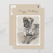 Engels Mastiff (Brindle) schilderen - Dog Art Briefkaart (Voorkant / Achterkant)