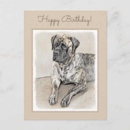 Engels Mastiff (Brindle) schilderen - Dog Art Briefkaart (Voorkant)