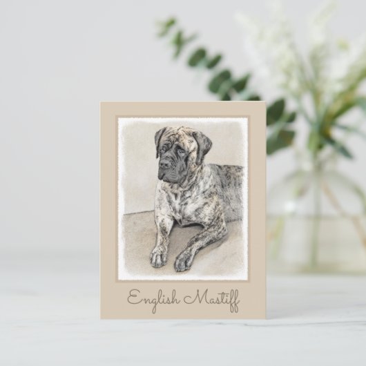 Engels Mastiff (Brindle) schilderen - Dog Art Briefkaart (Staand voorkant)