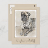 Engels Mastiff (Brindle) schilderen - Dog Art Briefkaart (Voorkant / Achterkant)