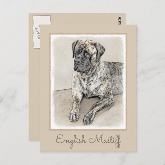 Engels Mastiff (Brindle) schilderen - Dog Art Briefkaart (Voorkant / Achterkant)