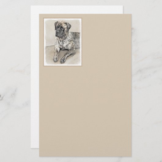 Engels Mastiff (Brindle) schilderen - Dog Art Briefpapier (Voorkant / Achterkant)