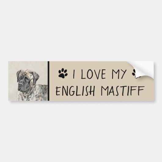 Engels Mastiff (Brindle) schilderen - Dog Art Bumpersticker (Voorkant)