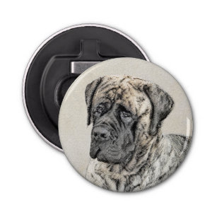Engels Mastiff (Brindle) schilderen - Dog Art Button Flesopener