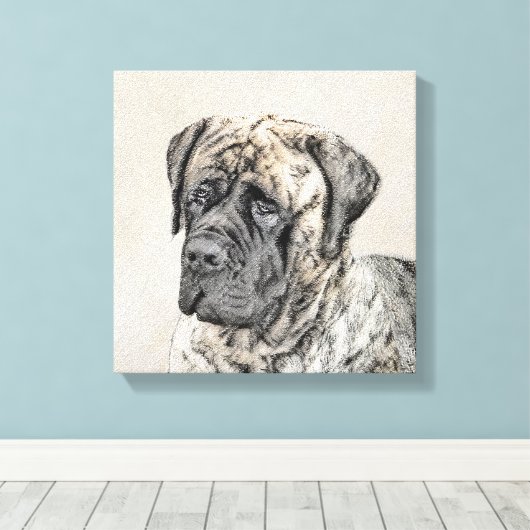 Engels Mastiff (Brindle) schilderen - Dog Art Canvas Afdruk (Insitu (Houten vloer))