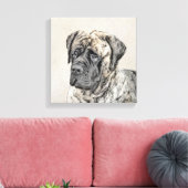 Engels Mastiff (Brindle) schilderen - Dog Art Canvas Afdruk (Insitu (Woonkamer))