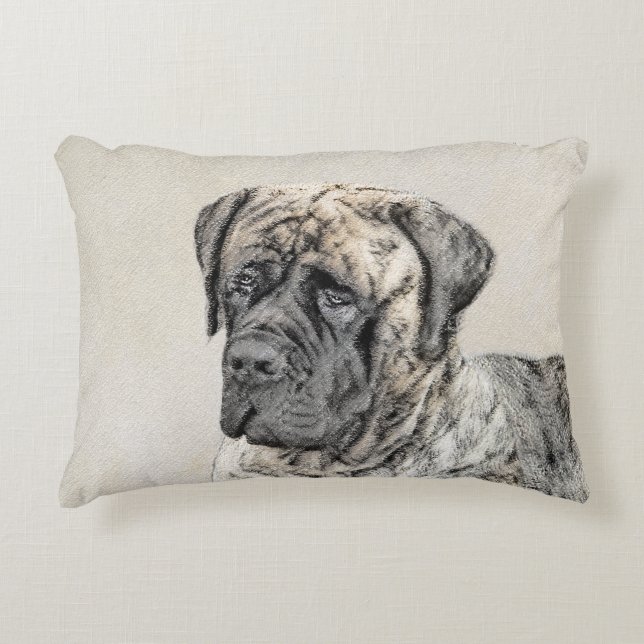 Engels Mastiff (Brindle) schilderen - Dog Art Decoratief Kussen (Voorkant)