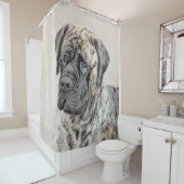 Engels Mastiff (Brindle) schilderen - Dog Art Douchegordijn (In situ)