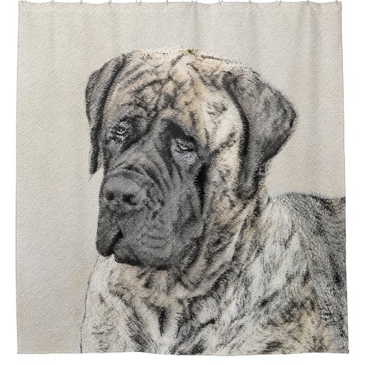 Engels Mastiff (Brindle) schilderen - Dog Art Douchegordijn (Voorkant)