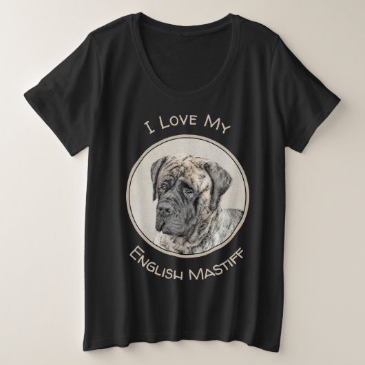 Engels Mastiff (Brindle) schilderen - Dog Art Grote Maat T-shirt (Design voorkant)