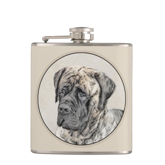 Engels Mastiff (Brindle) schilderen - Dog Art Heupfles (Voorkant)