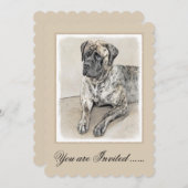 Engels Mastiff (Brindle) schilderen - Dog Art Kaart (Voorkant / Achterkant)