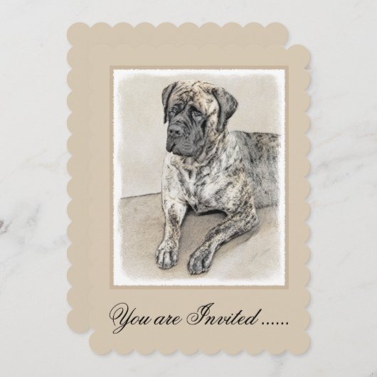 Engels Mastiff (Brindle) schilderen - Dog Art Kaart (Voorkant / Achterkant)