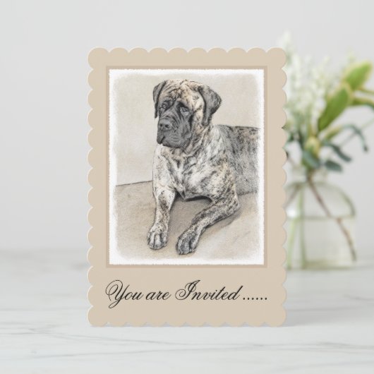 Engels Mastiff (Brindle) schilderen - Dog Art Kaart (Staand voorkant)