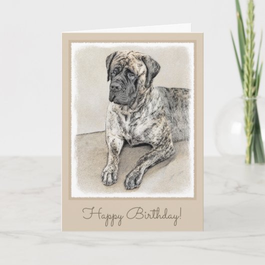 Engels Mastiff (Brindle) schilderen - Dog Art Kaart (Voorkant)