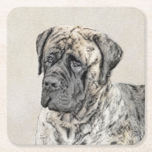 Engels Mastiff (Brindle) schilderen - Dog Art Kartonnen Onderzetters