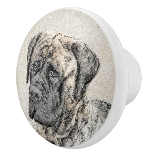 Engels Mastiff (Brindle) schilderen - Dog Art Keramische Knop (Rechts)
