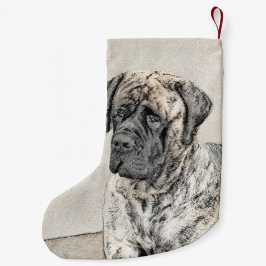 Engels Mastiff (Brindle) schilderen - Dog Art Kleine Kerstsok (Achterkant)