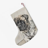 Engels Mastiff (Brindle) schilderen - Dog Art Kleine Kerstsok (Achterkant (Hangend))