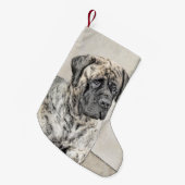 Engels Mastiff (Brindle) schilderen - Dog Art Kleine Kerstsok (Voorkant (Hangend))