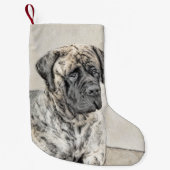 Engels Mastiff (Brindle) schilderen - Dog Art Kleine Kerstsok (Voorkant)