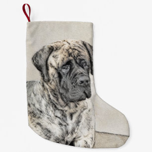 Engels Mastiff (Brindle) schilderen - Dog Art Kleine Kerstsok