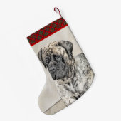 Engels Mastiff (Brindle) schilderen - Dog Art Kleine Kerstsok (Achterkant (Hangend))