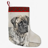 Engels Mastiff (Brindle) schilderen - Dog Art Kleine Kerstsok (Voorkant)