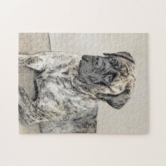 Engels Mastiff (Brindle) schilderen - Dog Art Legpuzzel (Horizontaal)