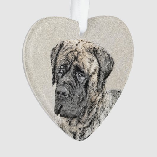 Engels Mastiff (Brindle) schilderen - Dog Art Ornament (voorkant)