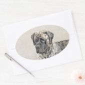 Engels Mastiff (Brindle) schilderen - Dog Art Ovale Sticker (Envelop)