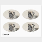 Engels Mastiff (Brindle) schilderen - Dog Art Ovale Sticker (Vel)