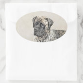 Engels Mastiff (Brindle) schilderen - Dog Art Ovale Sticker (Tas)