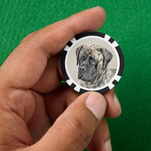 Engels Mastiff (Brindle) schilderen - Dog Art Poker Chips (Hand)