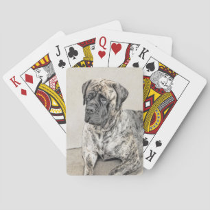Engels Mastiff (Brindle) schilderen - Dog Art Pokerkaarten