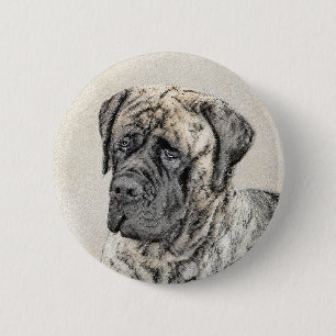 Engels Mastiff (Brindle) schilderen - Dog Art Ronde Button 5,7 Cm