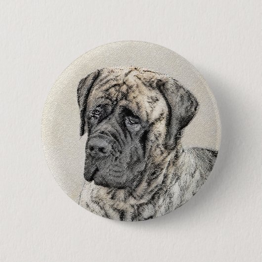 Engels Mastiff (Brindle) schilderen - Dog Art Ronde Button 5,7 Cm (Voorkant)
