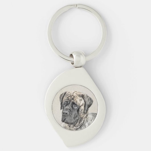 Engels Mastiff (Brindle) schilderen - Dog Art Sleutelhanger (Voorkant)